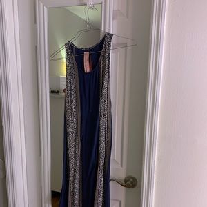 Oneil Blue Mosaic Print Maxi Dress